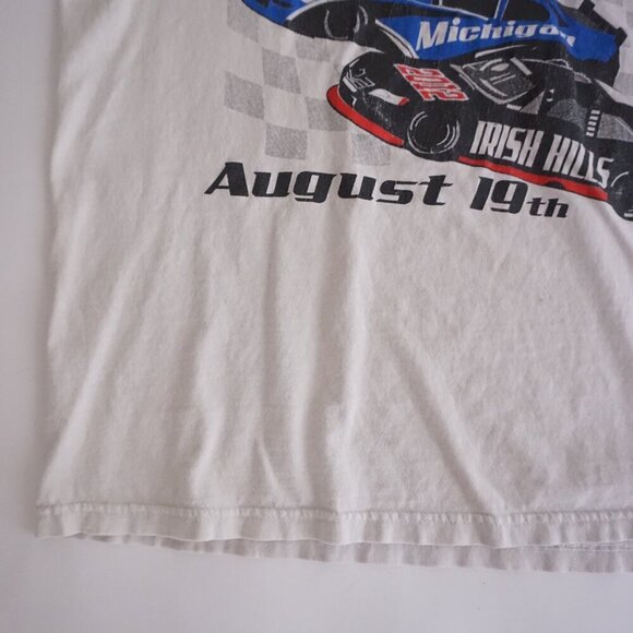 VTG Y2K Fruit Of The Loom Stock Car 400 Mile  Race Irish Hills White T-Shirt L - Picture 5 of 13